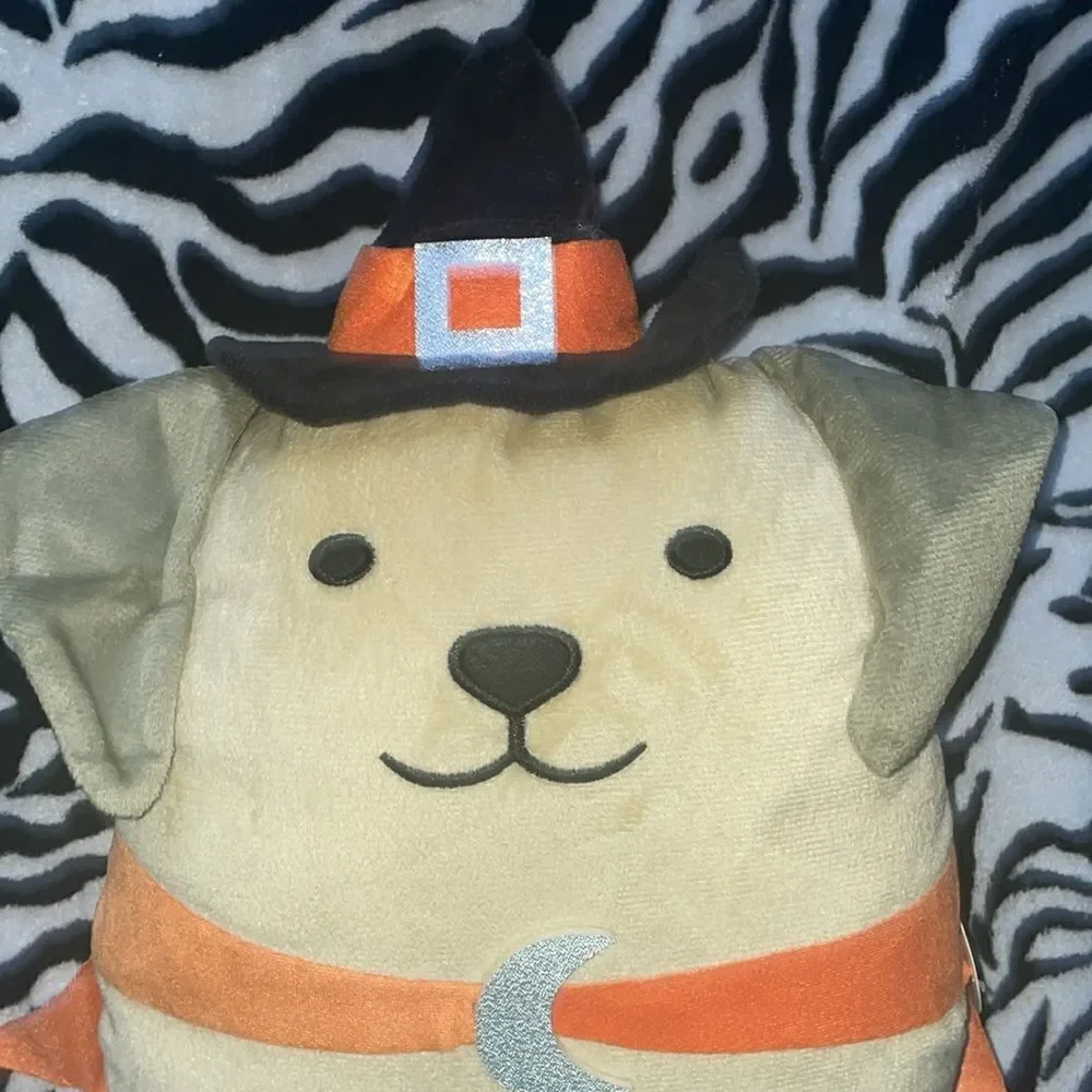 New with tags target bullseye dog plush in witch costume Halloween throw pillow